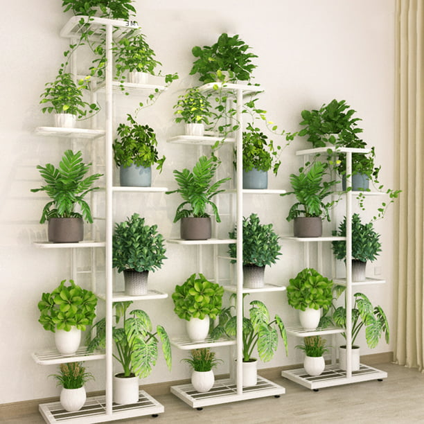 Estantes para plantas de 4 niveles, altura ajustable, soporte grande para  suculentas de jardín, organizador de macetas impermeable, estante de