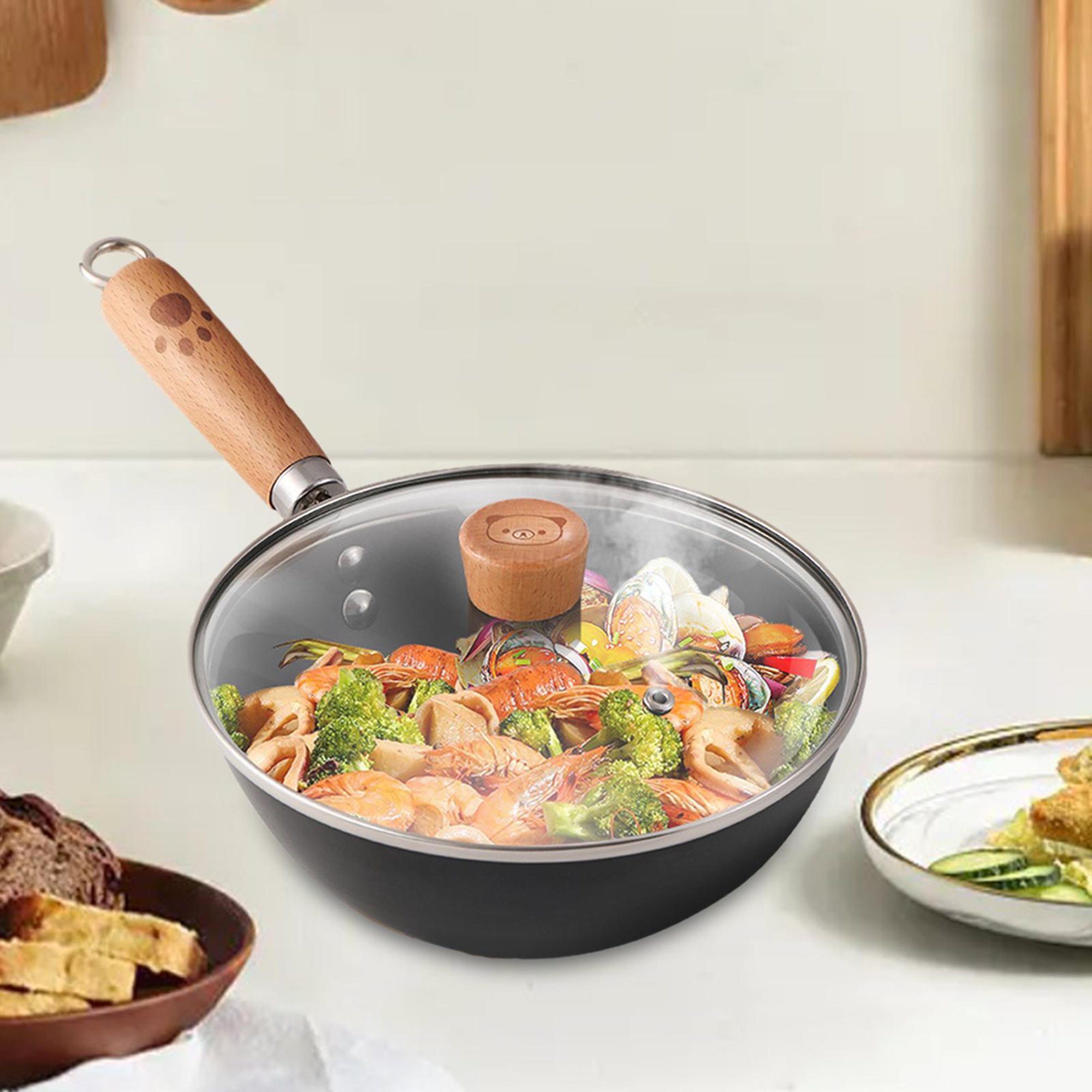 Sartén Wok antiadherente, Cocina de Inducción con revestimiento