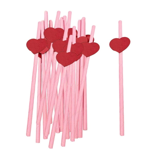 ALINK Pajitas de papel rosa biodegradables, paquete de 100 pajitas de  fiesta para jugo, cóctel, batidos, cumpleaños, boda, novia/baby shower y