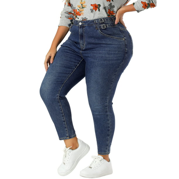 16,26 US$-Pantalones vaqueros nuevos para mujer, pantalones rectos de talla  grande con cintura alta y holgados en la espalda para mujer, p-Description