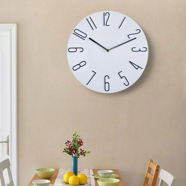  Reloj de pared libre para colgar en la pared, moderno,  elegante, de color madera, silencioso, reloj de pared de cuarzo para cocina,  dormitorio, jardín, sala de estar, estudio, oficina (campana de