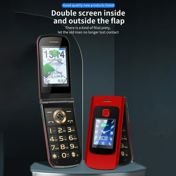 PUSOKEI Teléfono celular para personas mayores, teléfono de doble tarjeta  2G GSM, teléfono móvil de botón grande para personas mayores con pantalla  HD