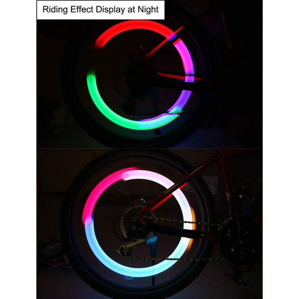 YUERR Paquete de 4 luces LED para rueda de bicicleta, tapones para válvulas  de neumáticos de
