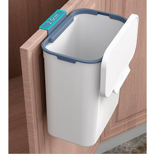GloDeals - Basurero de cocina con tapa, bote de basura pequeño 2 en 1 para  encimera, montado en la pared debajo del fregadero, cubo de basura interior