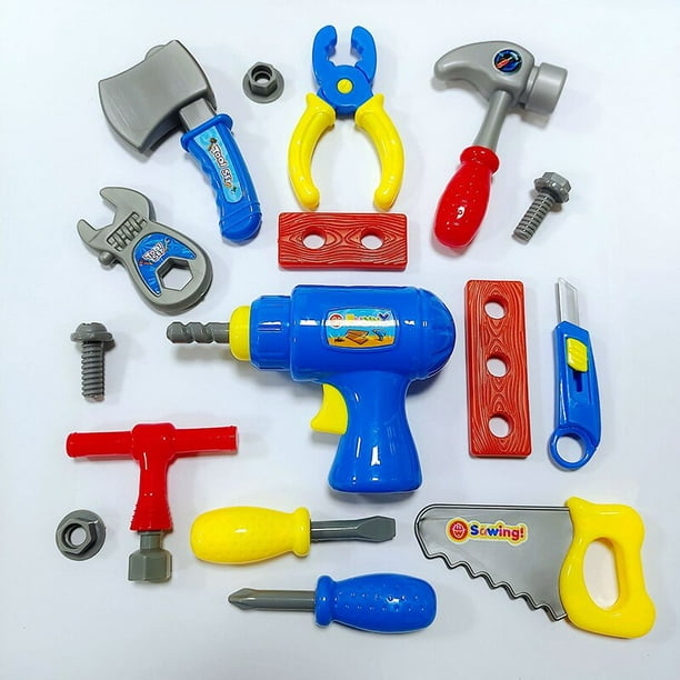 Juego de herramientas para niños – Juego de herramientas para niños de 34  piezas con caja de herramientas y taladro de juguete electrónico – Juguetes