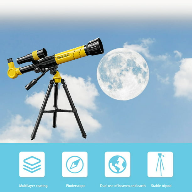 Telescopio para niños principiantes, telescopio refractor astronómico  profesional, telescopio de viaje portátil con trípode de mesa, alcance de