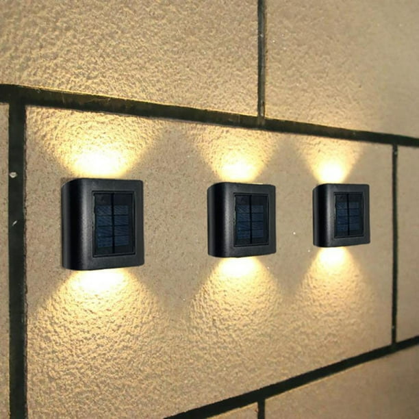 FixtureDisplays® Luz solar accionada por energía solar 4 LED Foco ajustable  Luz de pared Luz de paisaje Luz brillante y oscura con detección