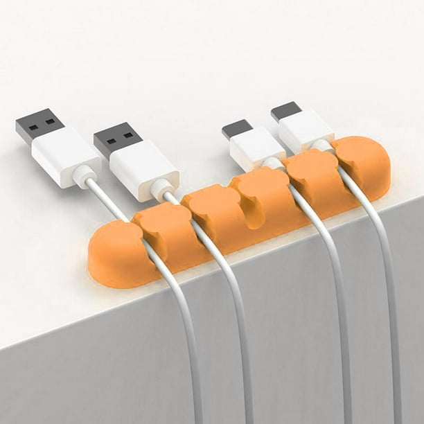 Clip Cables organizador de de Cable adhesivo trasero, soporte para Cables  de alimentación Cables accesorios de carga, Cable de ratón, naranja  Macarena clips para cables organizador de cables
