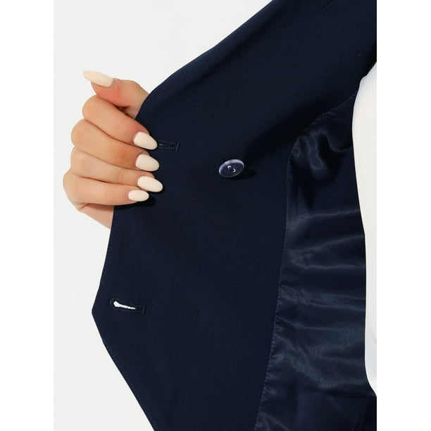Chaleco elegante para mujer con doble botonadura y solapa sin mangas Azul  oscuro XS Unique Bargains Chaleco