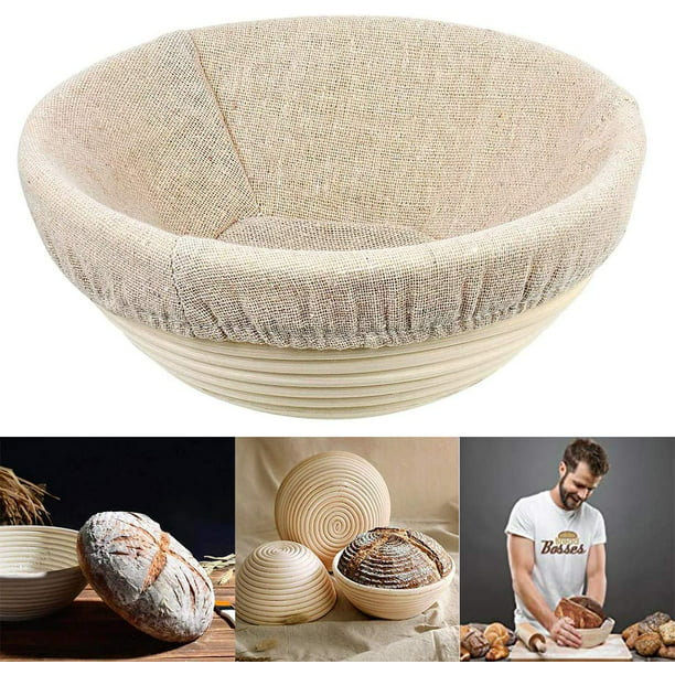 Cesta de fermentación con inserto de lino para hacer pan