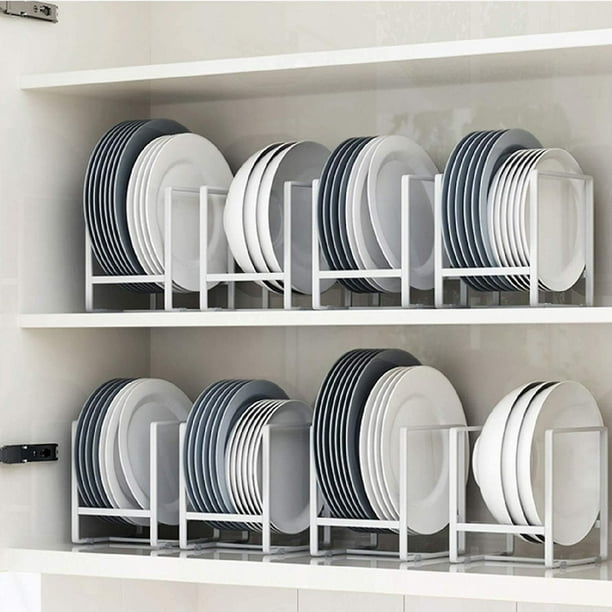 LYWY Organizador de platos de cocina, organizador de acero, estante de  secado de platos, almacenamiento de utilidad de cocina con ganchos, ahorro  de