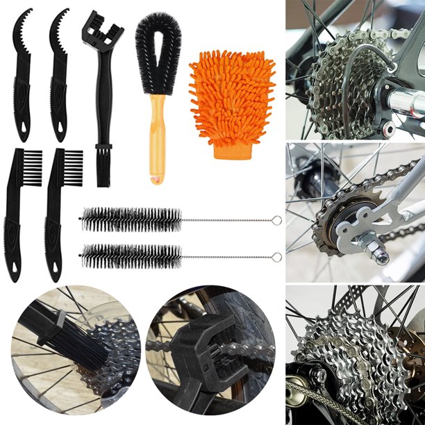 Kit de limpieza de bicicletas que incluye depurador de cadena de bicicleta,  herramienta de cepillo limpiador de bicicletas, agente de limpieza de