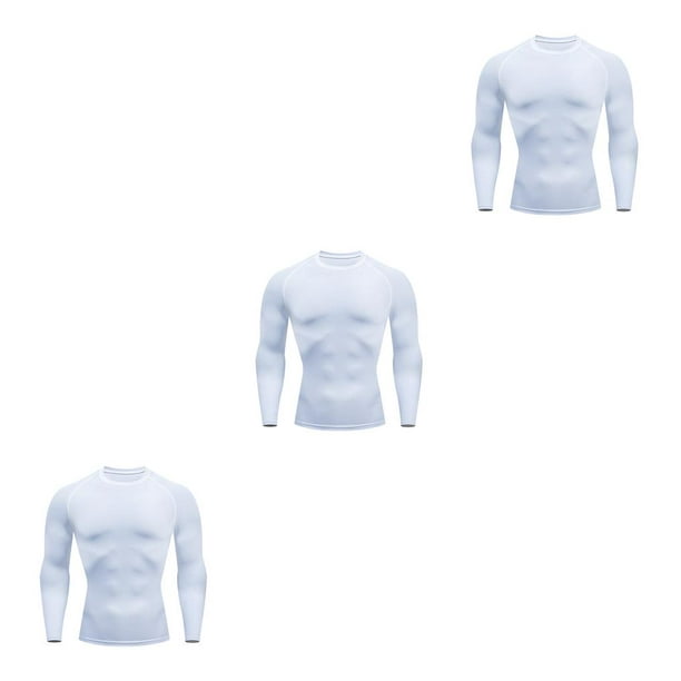 Paquete de 3 camisas de compresión para hombre, manga larga, capa base,  secado rápido, camisetas deportivas para correr