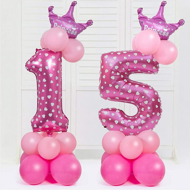Globos con números gigantes de 32 pulgadas, decoración de globos con números  de helio para fiestas, cumpleaños (número rosa 2) JM