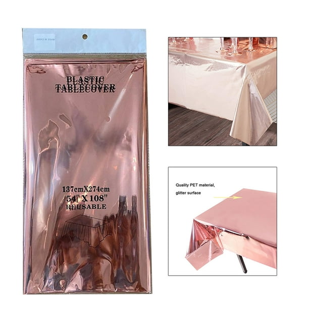 Paquete de 4 manteles de papel de aluminio rojo de 54 x 108 pulgadas,  mantel de oropel metálico reutilizable de plástico para cumpleaños, bodas