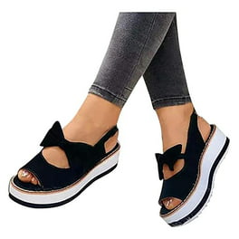 Zapatos de playa cuña de boca pescado Sandalias de mujer con lazo de plataforma baja y boca b Wmkox8yii sa699 | Walmart línea
