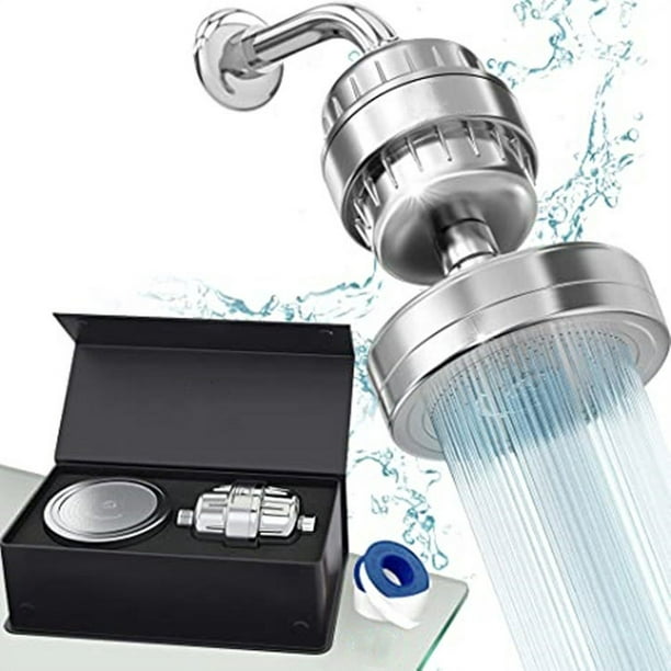 Juego de cabezal de ducha de mano y montaje en pared - Sistema purificador  de filtro de agua de baño - 1466 - 14662 - Microburbujas de liberación de