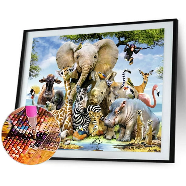 Cuadros Decorativos Kits de pintura de diamantes 5D DIY, taladro redondo  completo, mosaico de fotos de animales, artesanía Tmvgtek embutido en tela