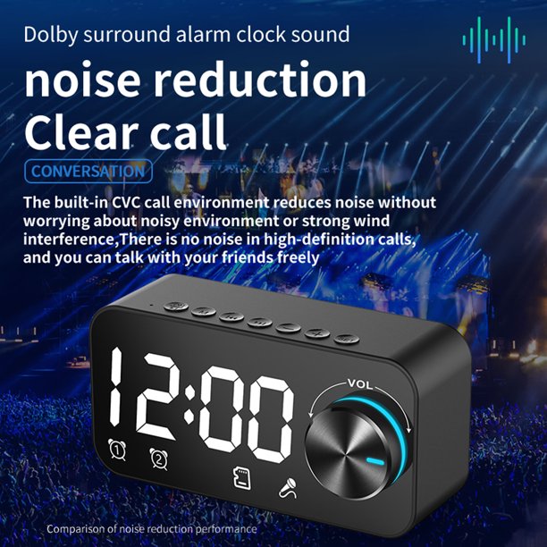 Altavoz alarma dual reloj despertador digital bluetooth pantalla