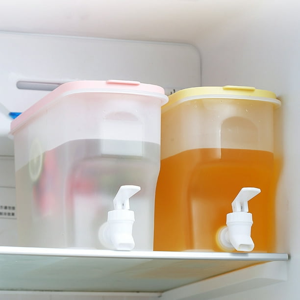 Botella de agua fría para refrigerador amarilla con grifo, cubo de agua  fría para el hogar de gran capacidad (3,8 litros, 28,5*18*12cm)