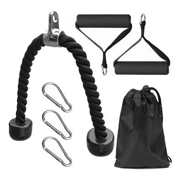 Cuerda de tríceps de doble agarre, accesorio universal para máquina, cuerda  de nailon de doble cara y parachoques de goma para levantamiento de pesas