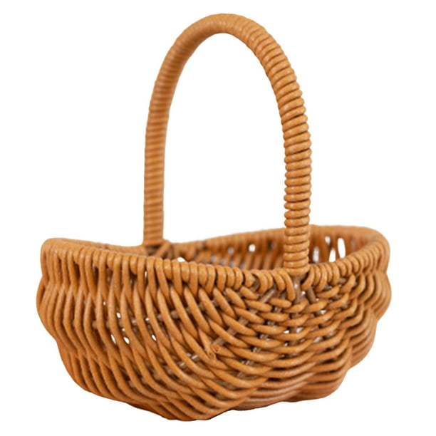 GRIRIW Cesta tejida pequeña con asa, cesta de mimbre vintage, mini cesta de  virutas de madera, mini cesta de utilería para muñecas, cesta de