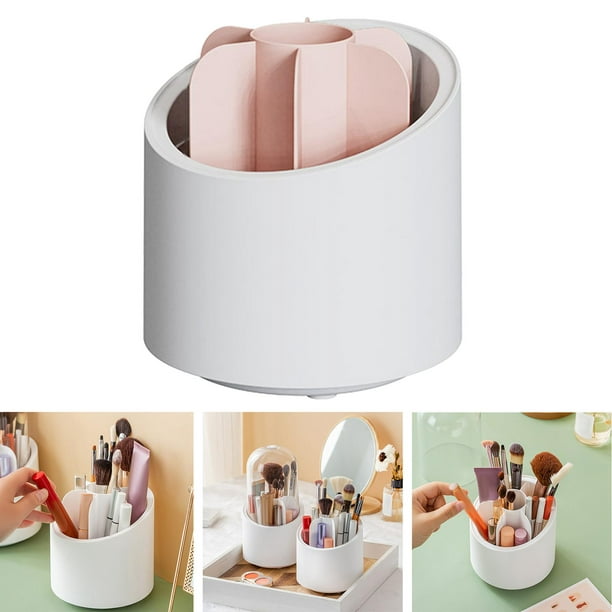 Organizador de brochas de maquillaje – Contenedores de almacenamiento  transparentes de 360° para tocador, escritorio, encimera, soporte para  bolígrafo