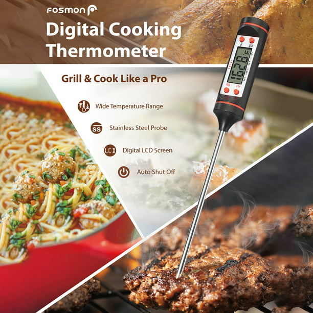 Termómetro de cocina, 5.9 in de longitud, sonda de termómetro con pantalla  digital LCD para cocinar carne, barbacoa, parrilla (1)