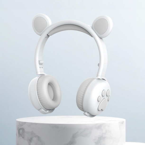 Auriculares grandes de plástico con orejas de oso.