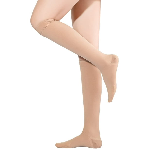 Medias de compresión hasta la rodilla, soporte firme de 20-30 mmHg,  calcetines de compresión opacos para embarazo, puntera abierta, soporte de  tobillo