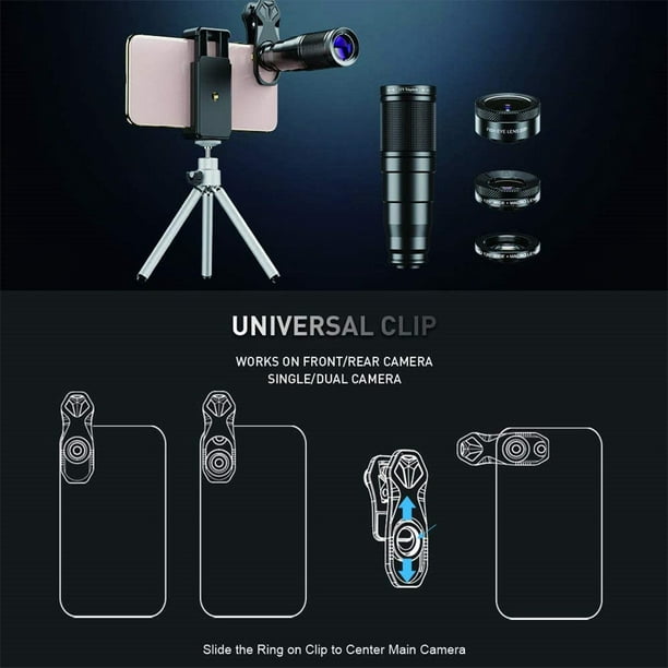 El Clip 3-en-1 Amplio ángulo de cámara con lente Macro móviles Juegos de  lente de ojo de pez para el iPhone Xr Xs/máx. - China Lente de ojo de pez y  el