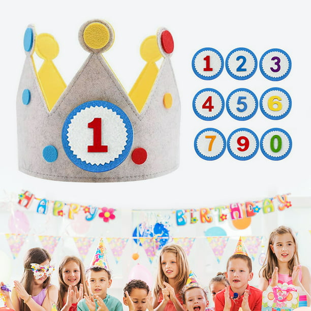 Corona de cumpleaños fieltro con números intercambiables