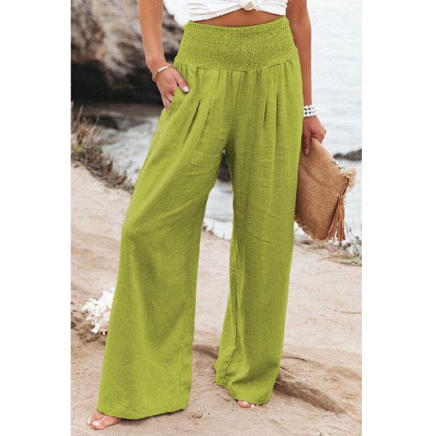 Pantalones De Lino De Algodón Casual Mujeres Primavera Cintura