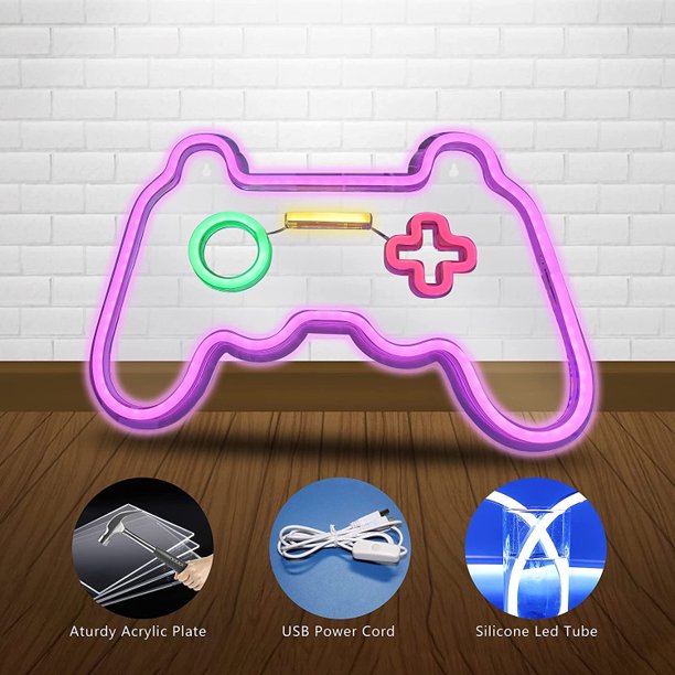 Jeu Neon Sign Gamepad Controller Neon Signs Gaming Appliques murales Décor  pour salle de jeux Blue Gamer Console Neon Lights pour en - Cdiscount  Informatique