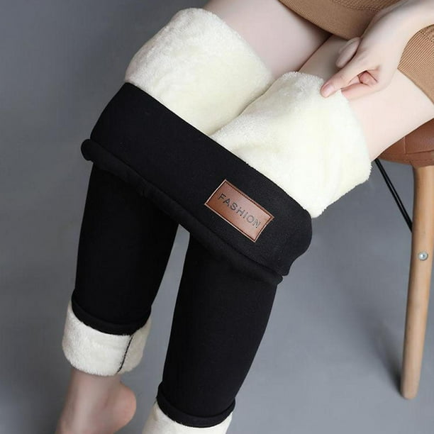 Leggings de cintura cálidos de invierno con forro polar para mujer - L  Sunnimix Pantalones de mujer con forro polar