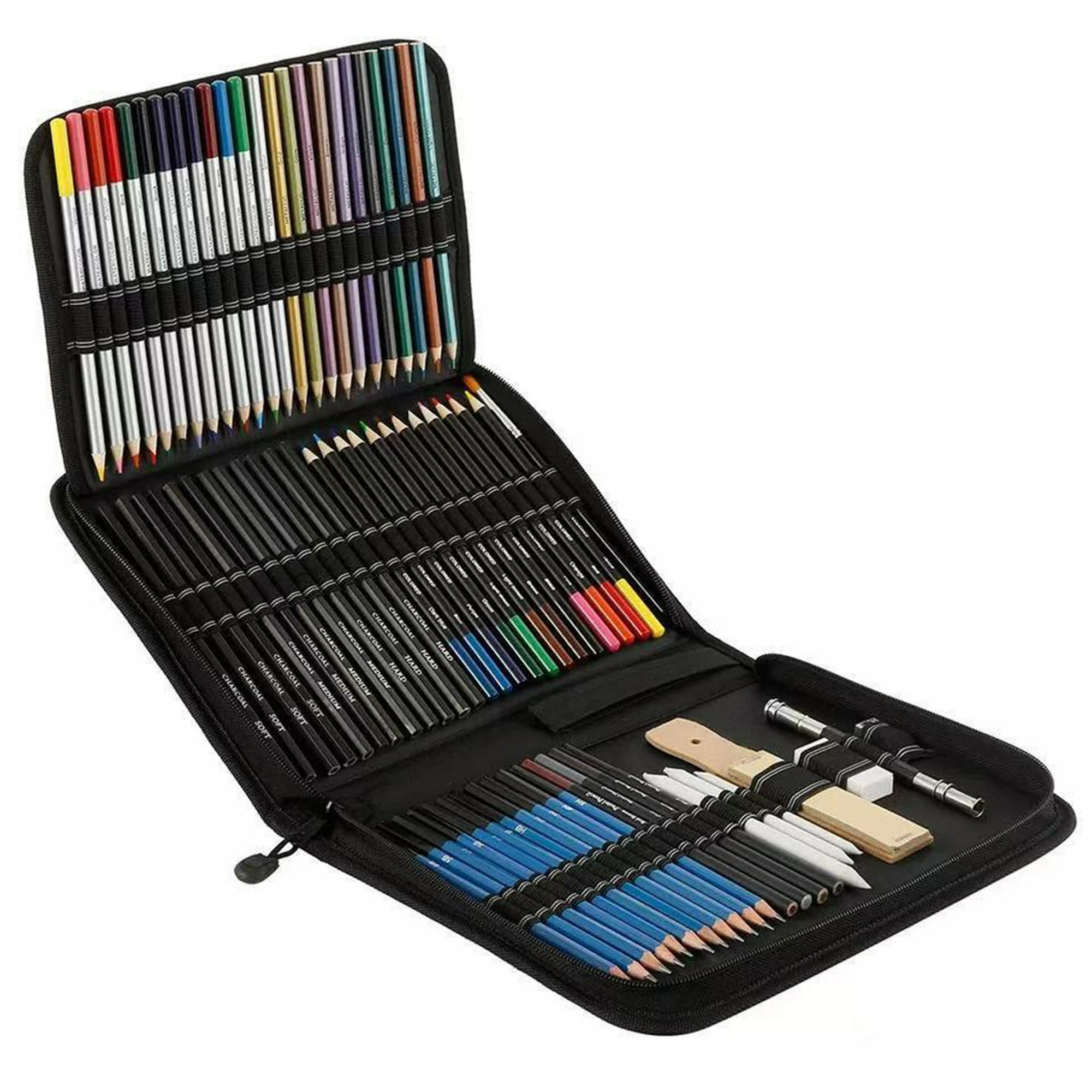 Juego de lápices de dibujo de alta calidad (96 unidades), incluye 72  lápices de colores y 24 kit de bocetos, kit de lápices de arte en estuche  de