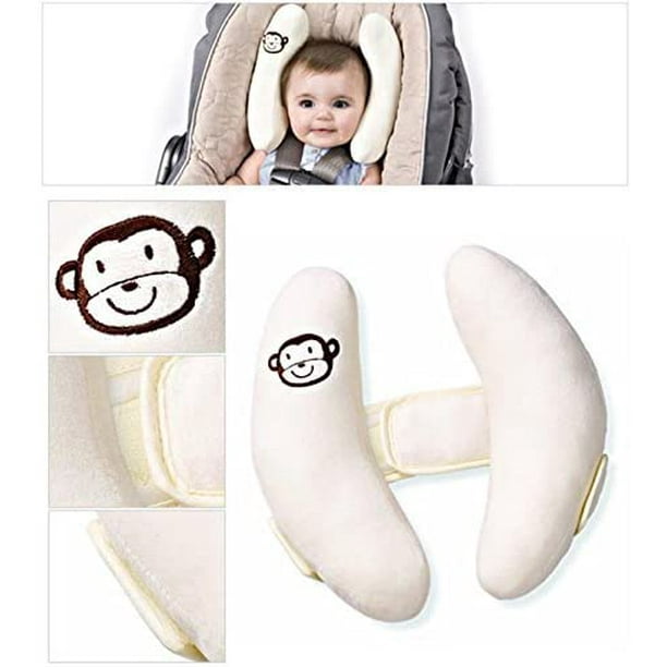 Reposacabezas ajustable para niños pequeños y soporte para el cuello,  almohada de viaje en forma de plátano, el mejor reposacabezas para asientos  de coche, cochecitos, para bebés de 0 a 2 años (