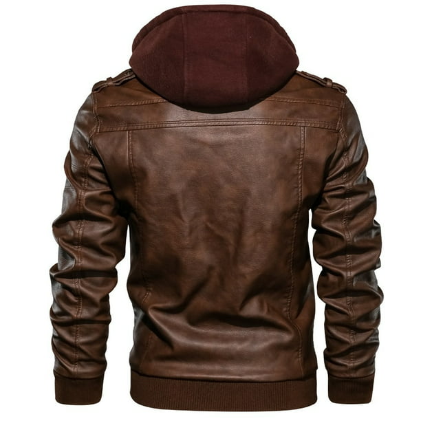  Leather Outlet - Chaqueta con capucha y capucha para