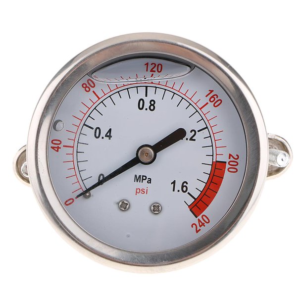  Manómetro de presión del manómetro, presión del compresor de  aire/medidor hidráulico 1/4 NPT 0-200PSI 0-14bar Herramienta de medición  de presión de válvula de manómetro : Industrial y Científico