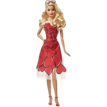 Muñeca Celebración Barbie FXC74 Vestido Asimétrico con Corazones Elegantes Gafas de Sol Multicolor p Barbie FXC74