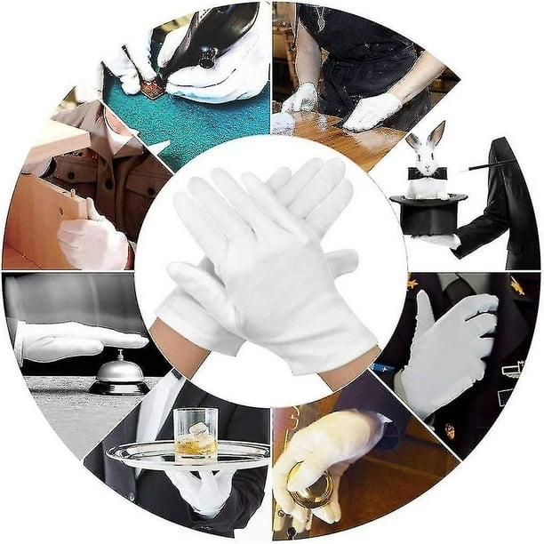  24 guantes de algodón blanco, guantes de algodón para