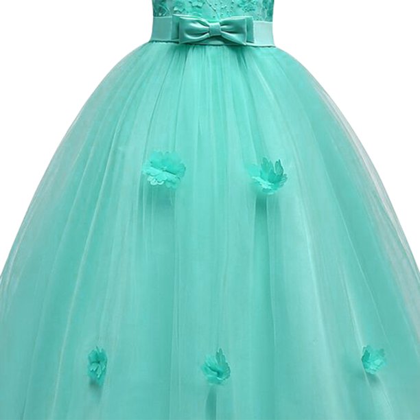 Vestidos de niña 2 años, para primavera y verano, color liso, con volantes,  sin mangas, vestido de princesa (verde, 3-4 años)