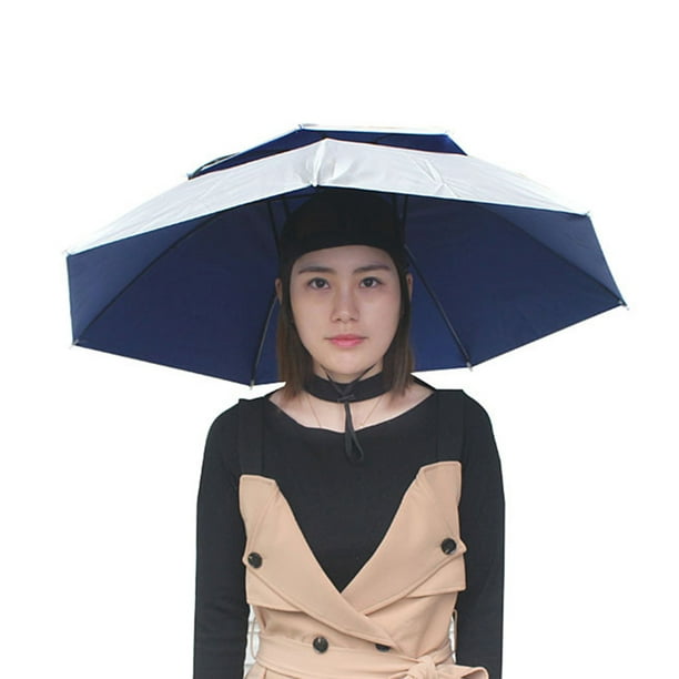 Paraguas de cabeza impermeable, plegable, manos libres, ajustable