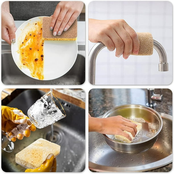 Estropajo de Cocina Ecológico para Fregar, Pack de 8 Estropajos Cocinas  Resistentes y Duraderos para una Limpieza Fácil