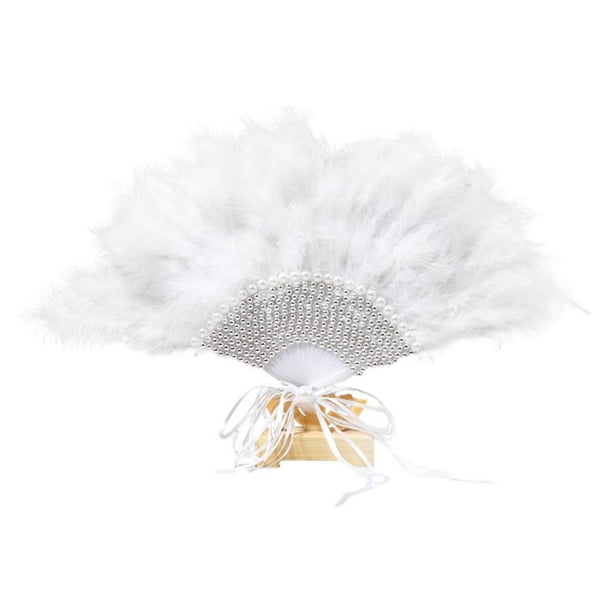 Abanicos de plumas para boda novia blanca de mano de boda encaje abanico  baile hecho a mano Abanicos para Boda decoraciones de boda