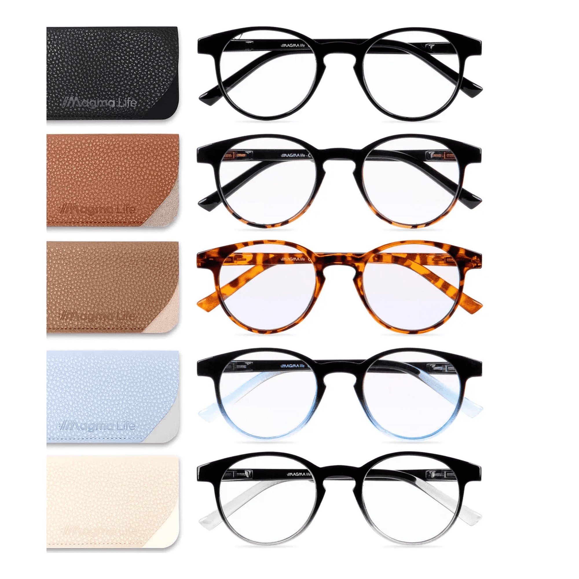 Paquete de 5 lentes sin aumento para computadora y lectura con tecnología blue light xtellar multicolor