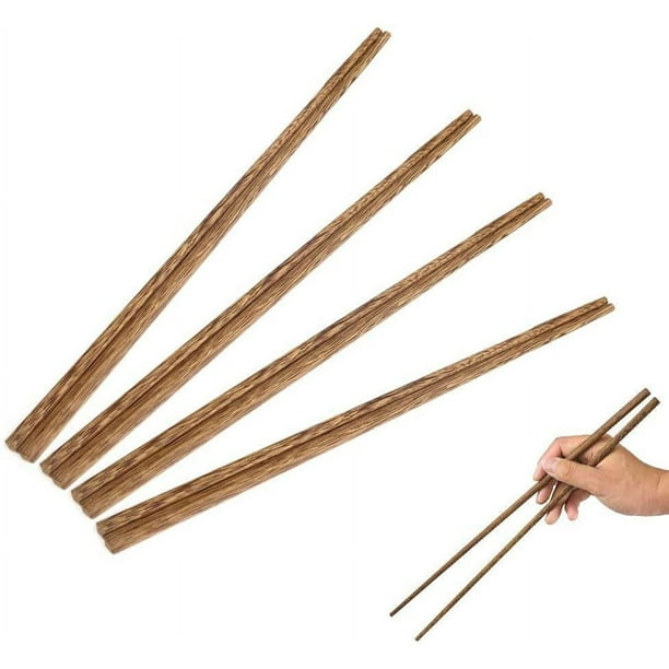 Palillos para cocinar, 4 pares de palillos chinos de madera de 25