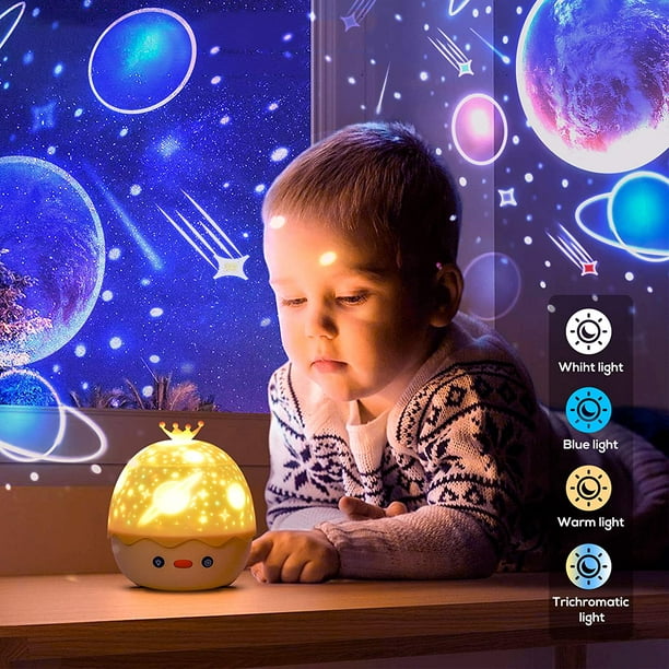 Proyector Estrellas Bebé Lámpara Proyector Infantil Luz Nocturna con 8  películas 4 Música 7 Modos y Control Remoto, 360° Rotación, para Niños y  Bebés Navidad, Cumpleaños, Habitación, Regalos, Juguetes : :  Iluminación