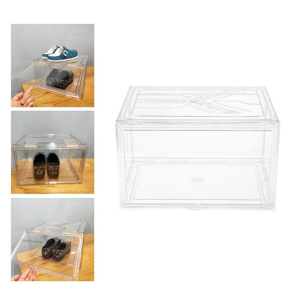 Cajas de almacenamiento de zapatos, de plástico transparente, apilables  para zapatos, tipo cajón, apertura frontal, soporte para zapatos :  : Hogar y Cocina
