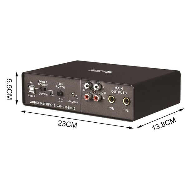 Interfaz de audio USB 2.0 Equipo de grabación vocal 48V Power Tarjeta de  sonido de 24 bits Interfaz de audio para grabación de tableta Sunnimix  interfaz de audio usb